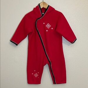Hanna Andersson Red Fleece Snowflake Baby Bunting